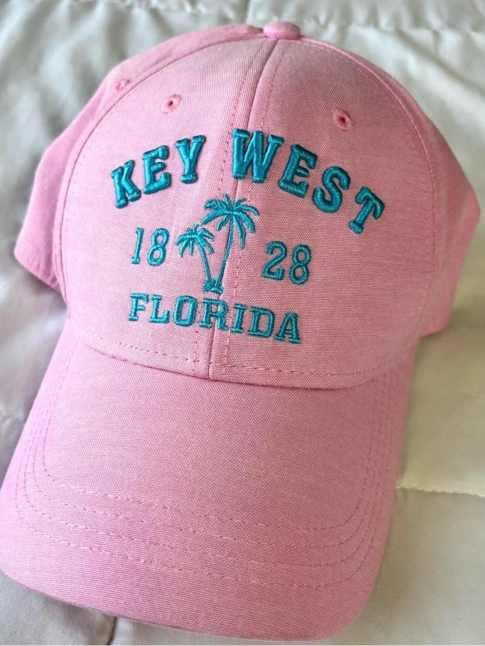Pink Key West Florida Embroidered Baseball Cap